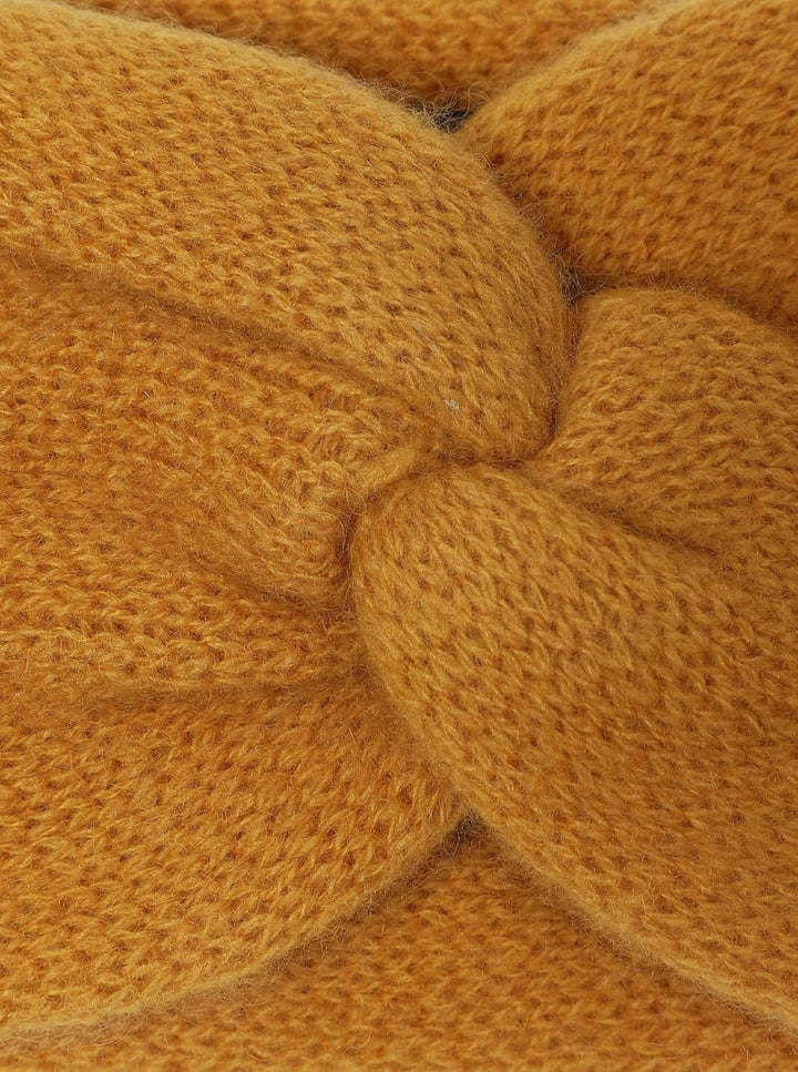 Zwillingsherz Stirnband aus 100% Kaschmir - Hochwertiges Grobstrick-Kopfband im Uni für Damen Frauen