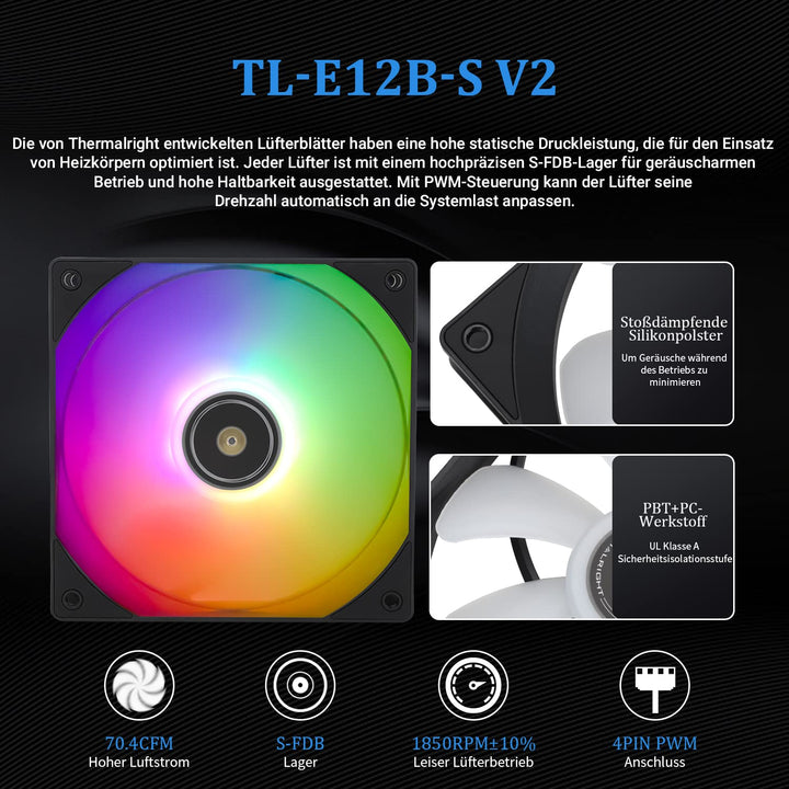 Thermalright Frozen Prism 240 BLACK ARGB CPU Wasserkühler mit zwei PWM-Lüftern, Wasserpumpe Drehzahl