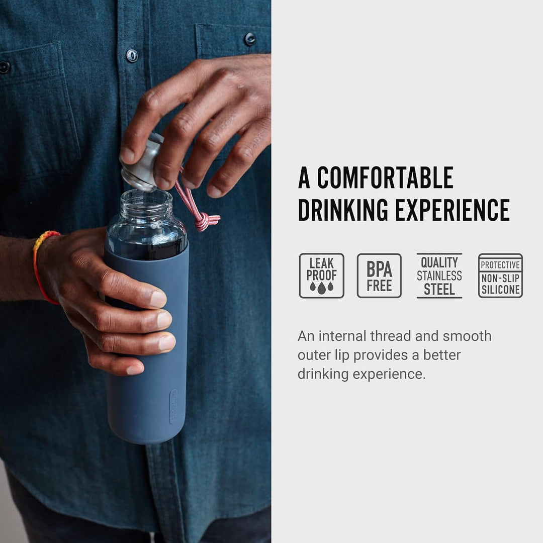 Black+Blum Glas-Wasserflasche, Schiefer, 600 ml 600 ml Schiefer, 600 ml Schiefer