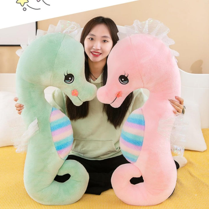 Seepferdchen Kuscheltier Plüschtier Stofftier, Weiches Kissen Geschenk für Kinder/Erwachsene (Grün,