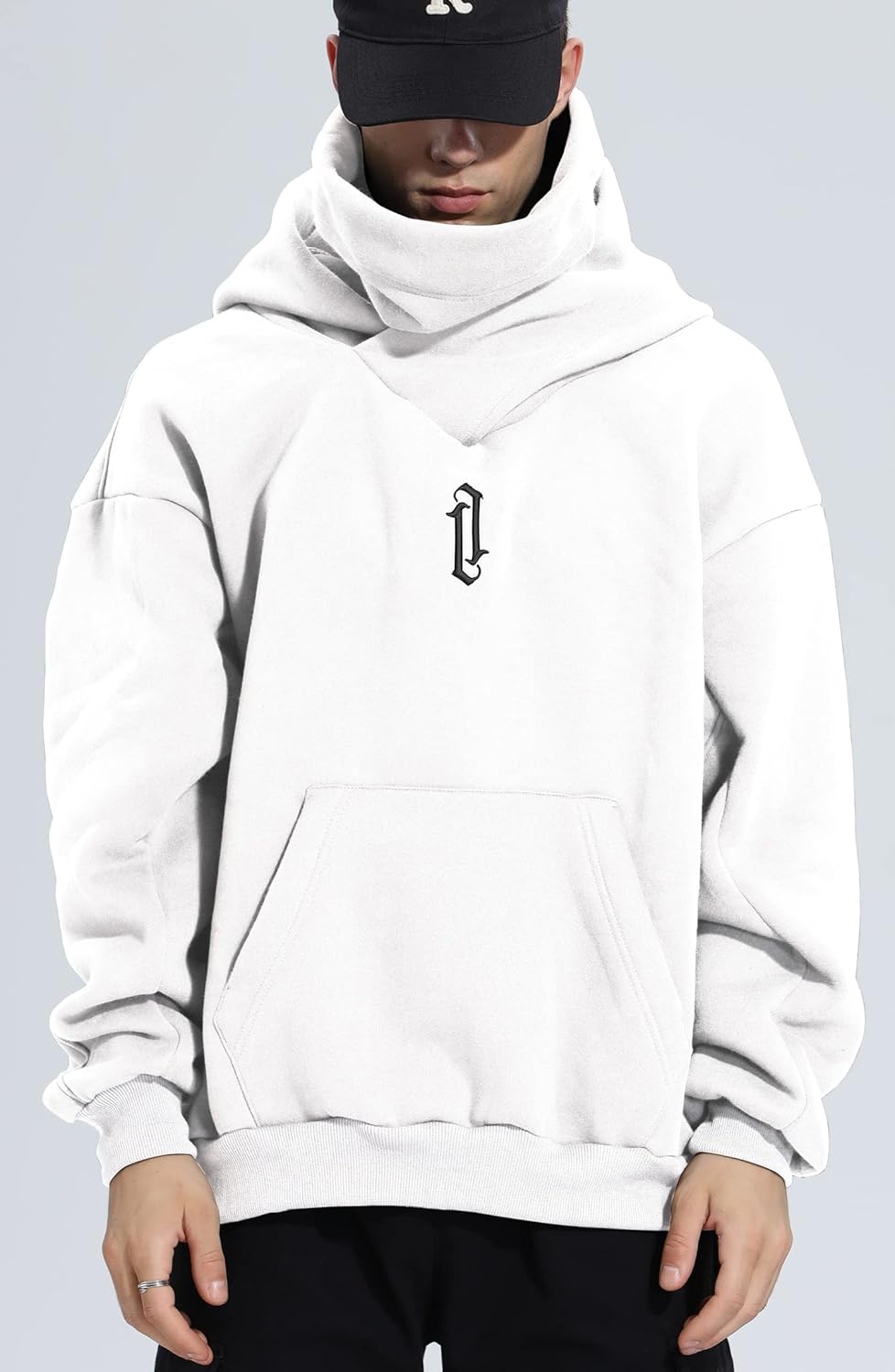 Eocicvvi Pullover Herren Rollkragen Hip Hop Fleece Pulli Kapuzenpullover Hoodie Sweater Sweatshirt M