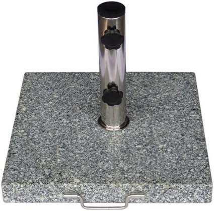 DIES&DAS 1 Stück Granitschirmständer 30 kg eckig mit 2 Rollen Edelstahl Adapter Sonnenschirmständer