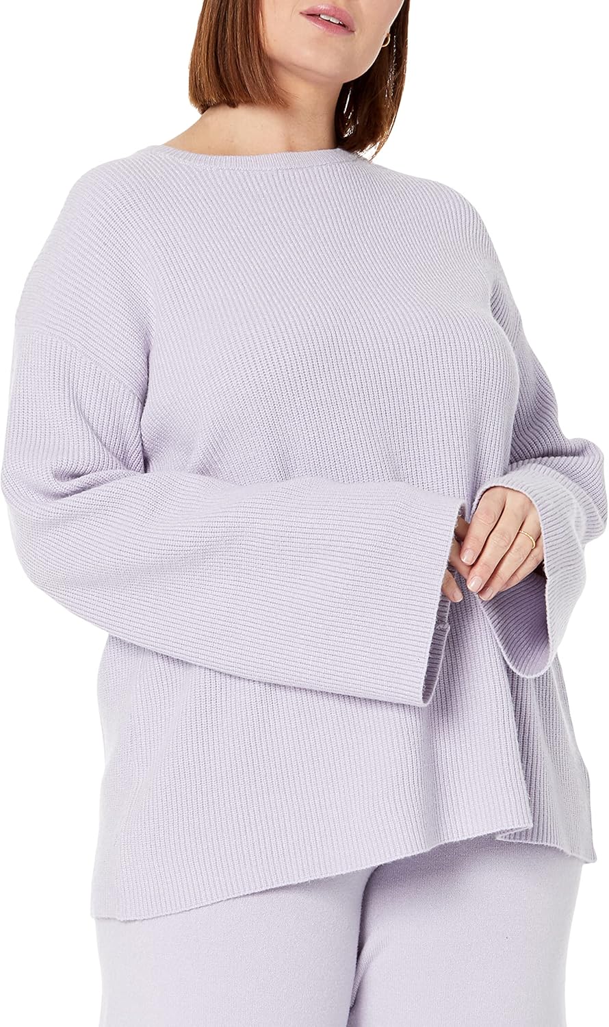 The Drop Rippstrick-Pullover Alice für Damen, Rundhalsausschnitt, geschlitzte Rückseite XXL Staubvio