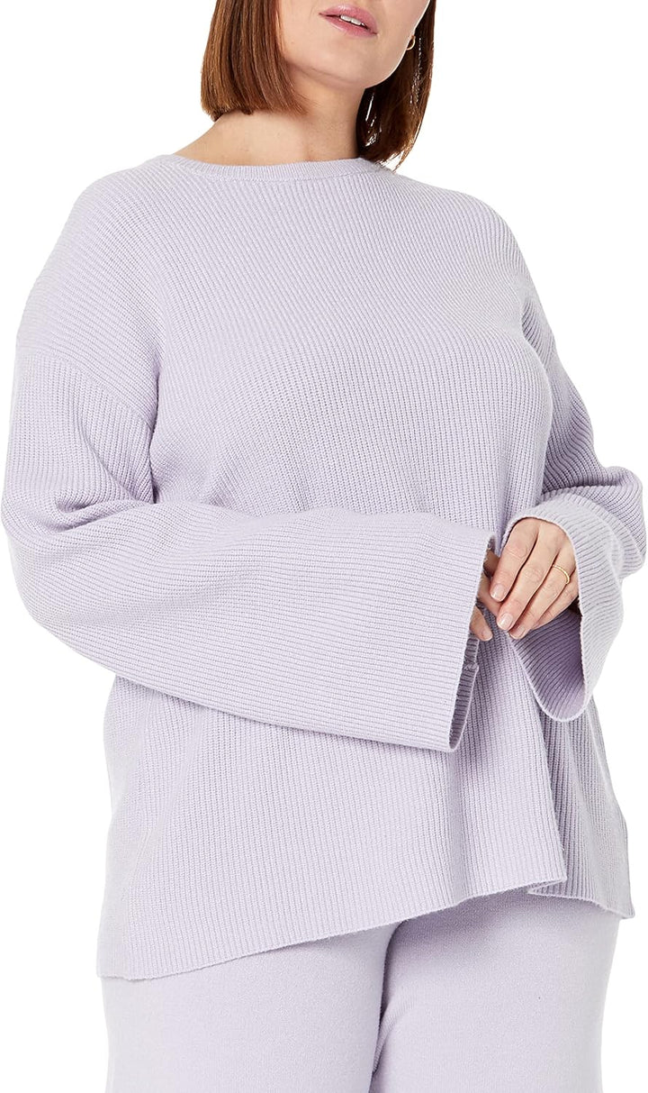 The Drop Rippstrick-Pullover Alice für Damen, Rundhalsausschnitt, geschlitzte Rückseite XXL Staubvio