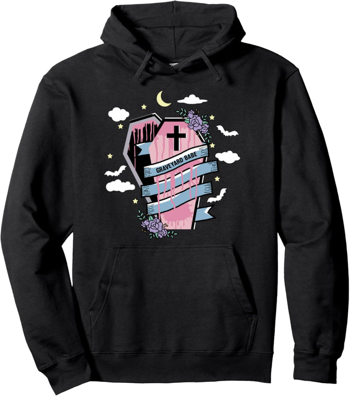 Graveyard Babe - Pastel Goth Aesthetic E Girl Soft Goth Girl Pullover Hoodie