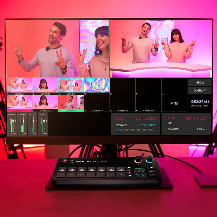 Rode Rodecaster Video Konsole für Audio- und Videoproduktion mit Podmic USB und PSA-1+