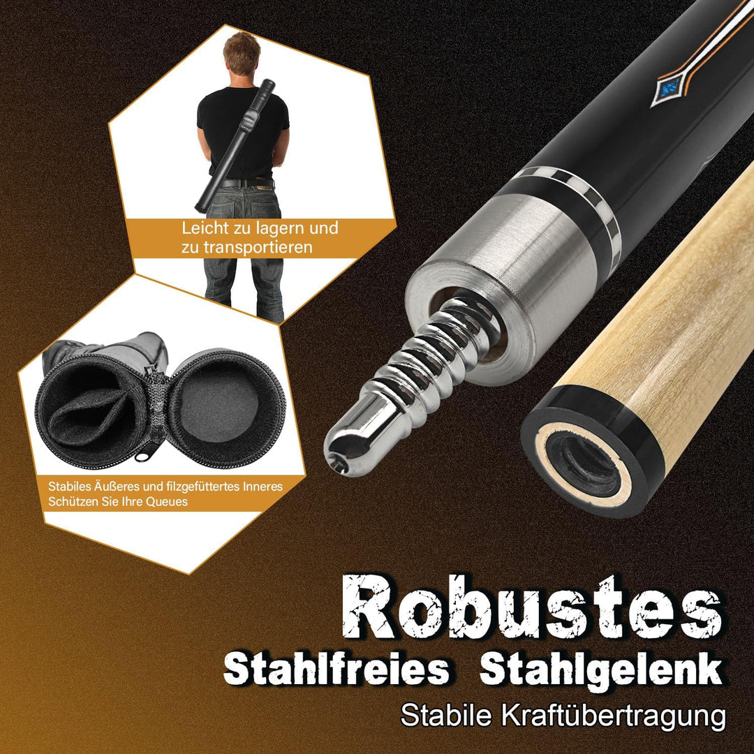 Pool Cue Stick Billard Queue,58“ Pool-Billardqueue BillardStock 12,5 mm Lederspitze Cue Sticks for P