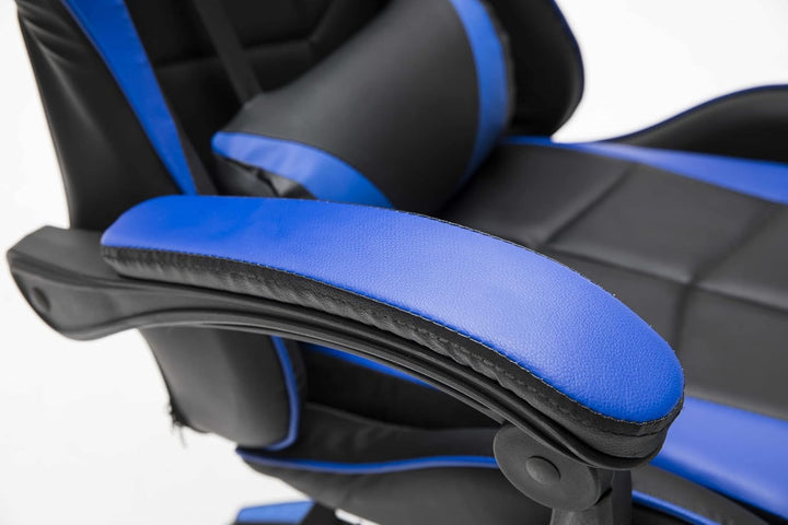 VDD Gaming Stuhl Cyclone mit Fussstütze - Bürostuhl - Racing Gaming Stuhl - blau schwarz