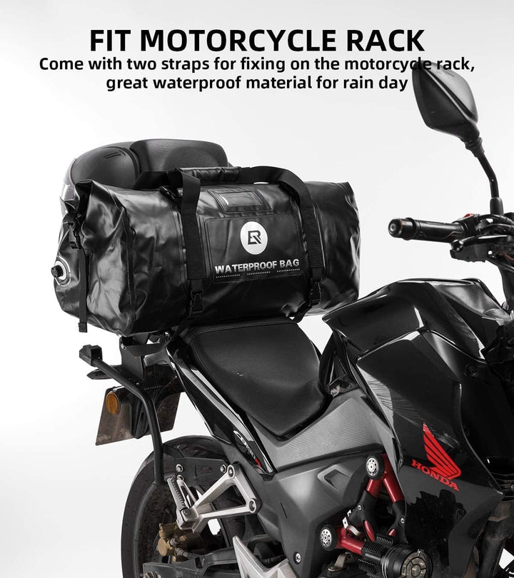 ROCKBROS Motorradtasche Gepäckrolle Hecktasche 100% Wasserdicht Motorrad Satteltasche mit Schultergu
