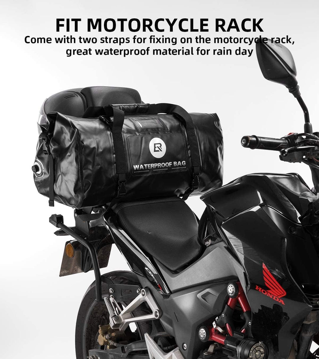 ROCKBROS Motorradtasche Gepäckrolle Hecktasche 100% Wasserdicht Motorrad Satteltasche mit Schultergu