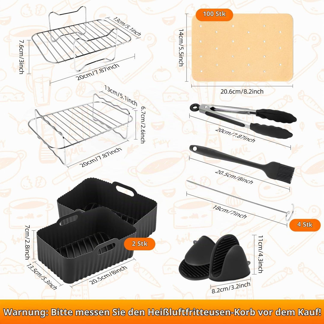 Silikonform Heissluftfritteuse Airfryer Zubehör für Ninja Foodi Max Dual Zone 9.5L Zubehör Heissluft