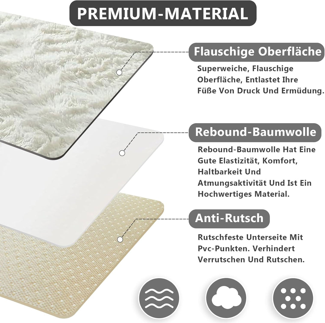 Bibykivn Teppich Wohnzimmer Hochflor Teppiche Waschbarer, 80x160 cm Moderner Langflor Teppiche Anti-