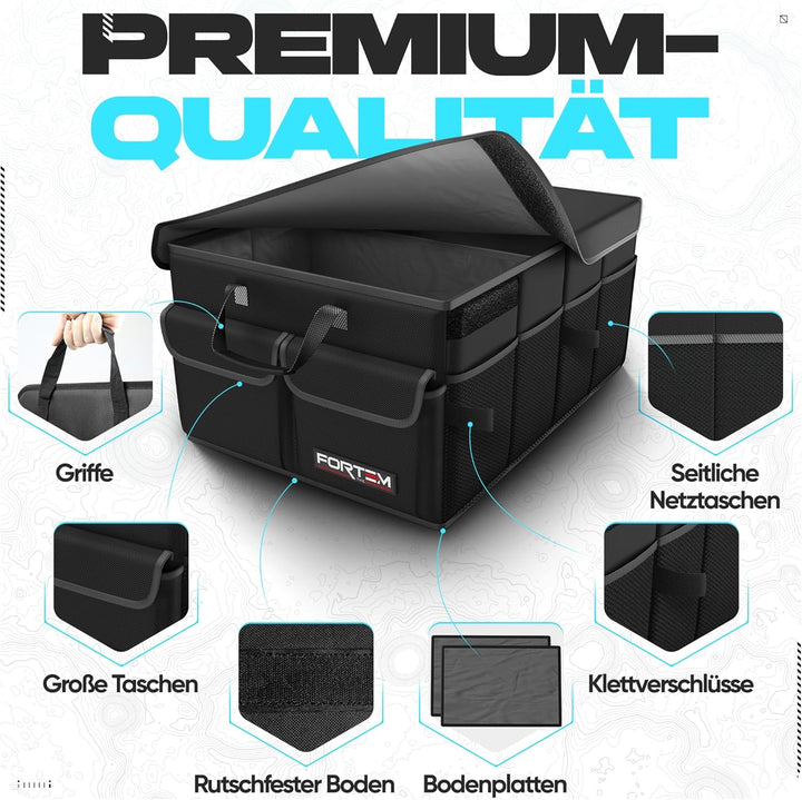 FORTEM Kofferraum Organizer, Kofferraumtasche, Zusammenklappbarer Auto Organizer Kofferraum mit Fäch