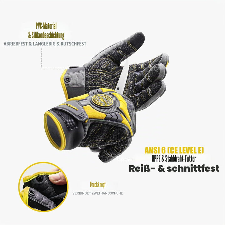 HLDD HANDLANDY Schwere Arbeitshandschuhe, TPR-Schutzstosshandschuhe, Schnittfeste Utility-Mechaniker