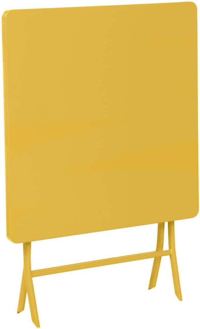 Hespéride Quadratischer klappbarer gartentisch Greensboro senfgelb 2-sitzer aus epoxybehandeltem Sta