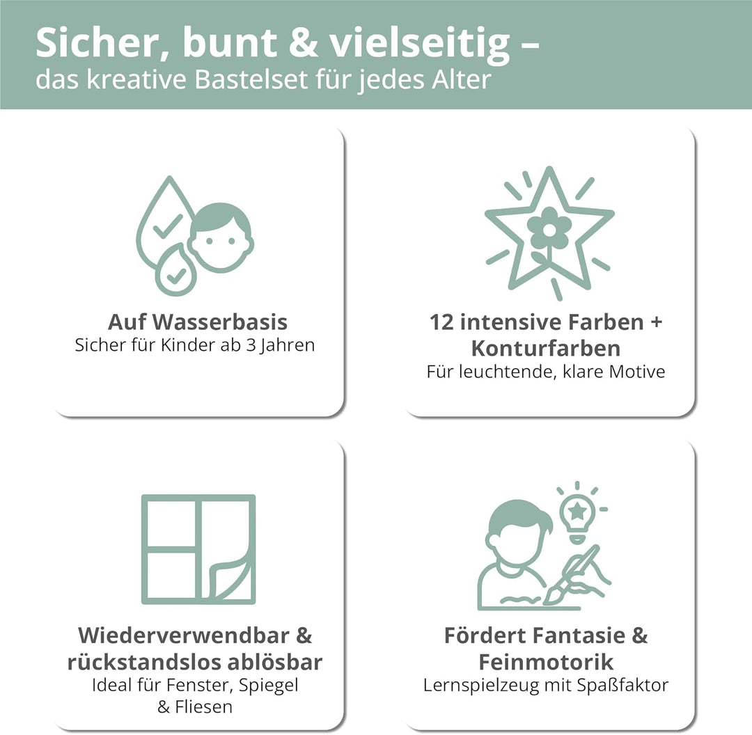 LM-Kreativ Window Color 15er Set - Weihnachten - mit 13 Farben, 2 Konturen & Weihnachtlichen Malvorl