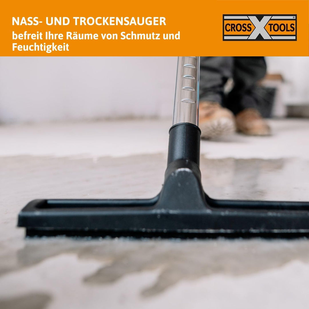 Cross Tools 4in1 Nass-Trocken-Aschesauger mit Blasfunktion (3,5 m Teleskop Saugrohr, 20 Liter Behält