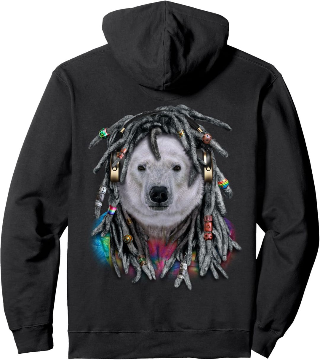 Eisbär mit Reggae-Dreadlocks-Haaren Pullover Hoodie