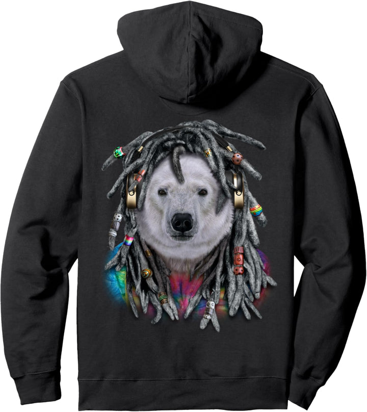 Eisbär mit Reggae-Dreadlocks-Haaren Pullover Hoodie