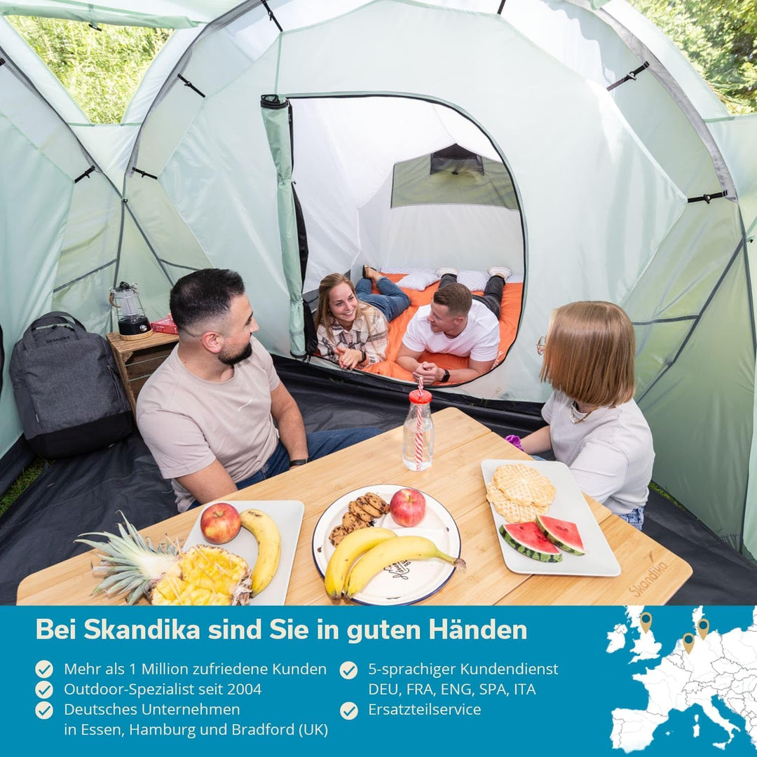 Skandika Bambus Campingtisch Tolja | Faltbarer Tisch mit Netzablage, versch. Grössen, 3-Fach höhenve