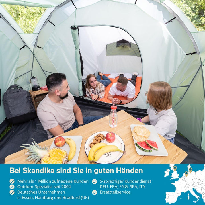 Skandika Bambus Campingtisch Tolja | Faltbarer Tisch mit Netzablage, versch. Grössen, 3-Fach höhenve