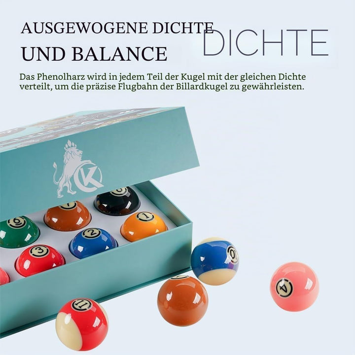 KONLLEN Phenolic Resin Billiard Balls Set 2-1/4'' Regulation Size Tournament Pool Balls Set Pool Tab