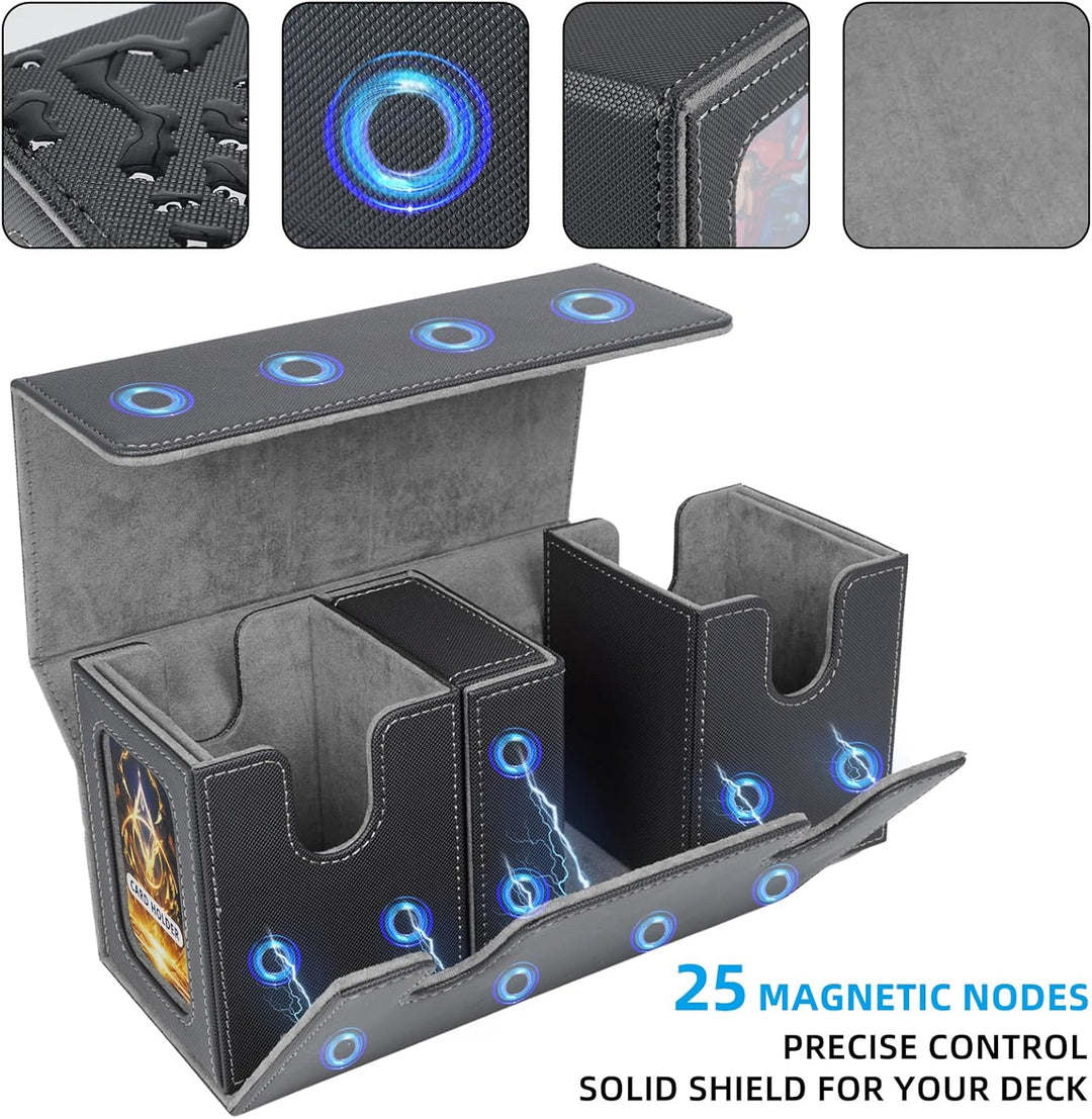 AFIING MTG Commander Kartenbox, 3-in-1 Karten-Aufbewahrungsbox für 200+ doppelt gesleevte Karten, Ma