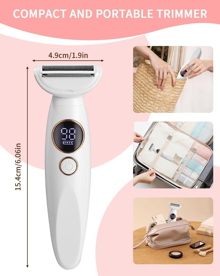 Rasierer Damen, 5-in-1 Intimrasierer für Frauen, Damenrasierer Elektrisch, mit USB-Ladestation, Rasi