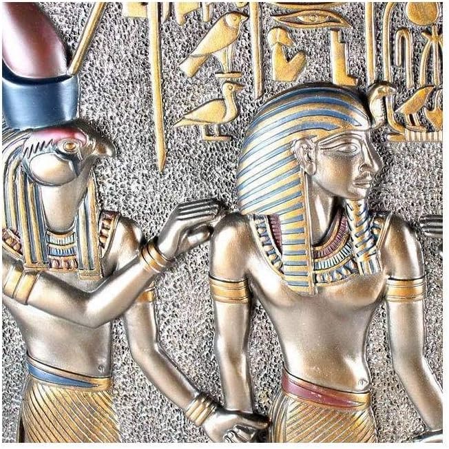 Lachineuse - Ägyptisches Bas-Relief 28 x 25 cm – ägyptischer Rahmen mit Pharaonen & Hieroglyphen – Ä