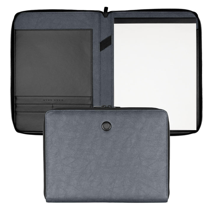 Hugo Boss Konferenzmappe Gleam A4 aus Kunstleder in der Farbe Grau, 31,5 x 24,5 x 2 cm, HTA105J