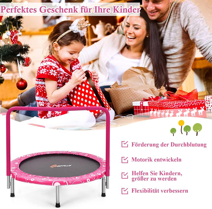GOPLUS φ92cm Kinder Mini-Trampolin mit Haltegriff, klappbares Gartentrampolin bis 150kg belastbar, K