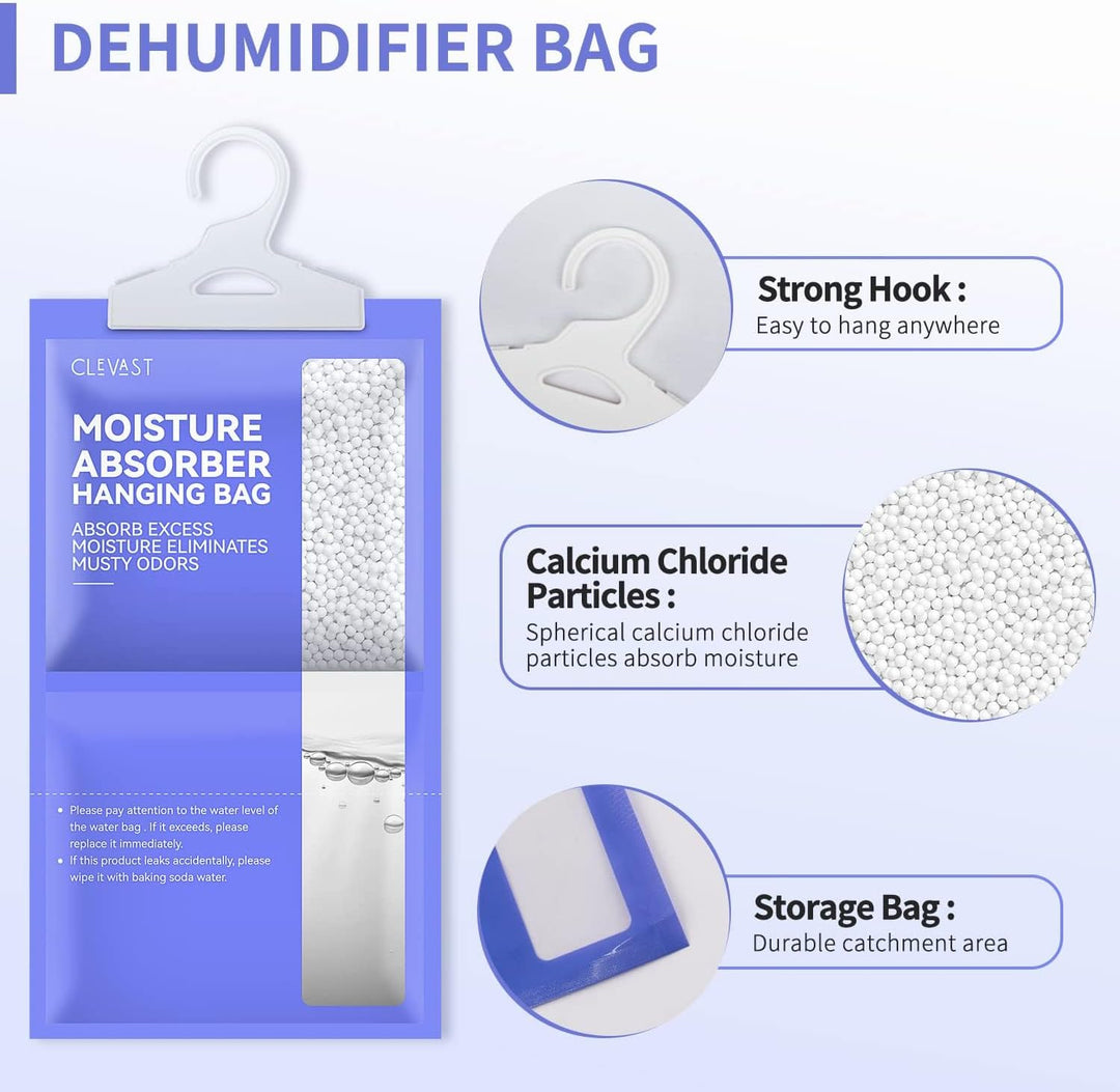 CLEVAST 5 Pack Kleiderschrank Feuchtigkeitsabsorber, Hanging Luftentfeuchter, Feuchtigkeitsentferner