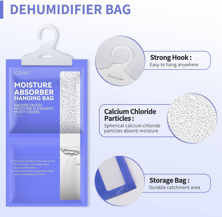 CLEVAST 5 Pack Kleiderschrank Feuchtigkeitsabsorber, Hanging Luftentfeuchter, Feuchtigkeitsentferner