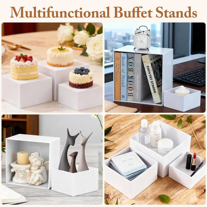 14 Stück stapelbare Acryl-Buffet-Erhöhungen, 6 Grössen Lebensmittel-Display-Erhöhungen mit 6 Mini-Sc