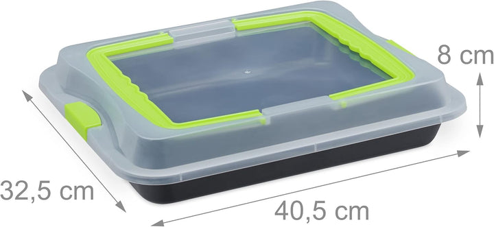 Relaxdays 10024300_53 Backblech mit Deckel, 3in1 Kuchen Transportbox, hoher Rand, Kuchenblech rechte