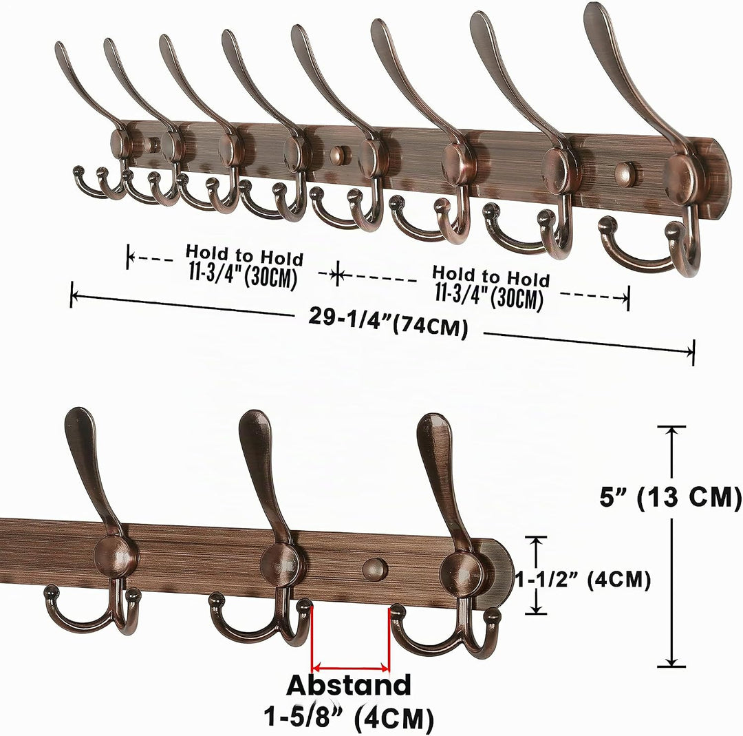 Dseap Garderobenleiste mit 8 haken, schwerlast 74cm Lang garderobenhaken, edelstahl wandgarderobe, k