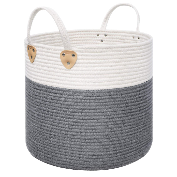 SONGMICS Baumwollseilkorb, Wäschekorb mit Griffen, Wäschekorb aus Baumwolle, 50 L, für Spielzeug, Kl