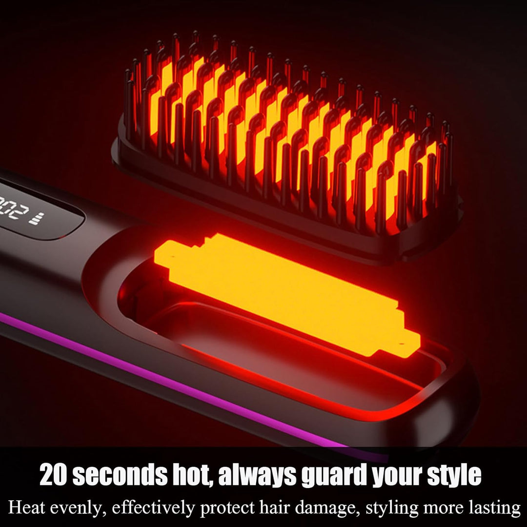 Go Brush Pro, Tragbare Glätteisen Bürste, Kabelloser Haarglätter Kamm mit Ionen-Technologie, USB Wie