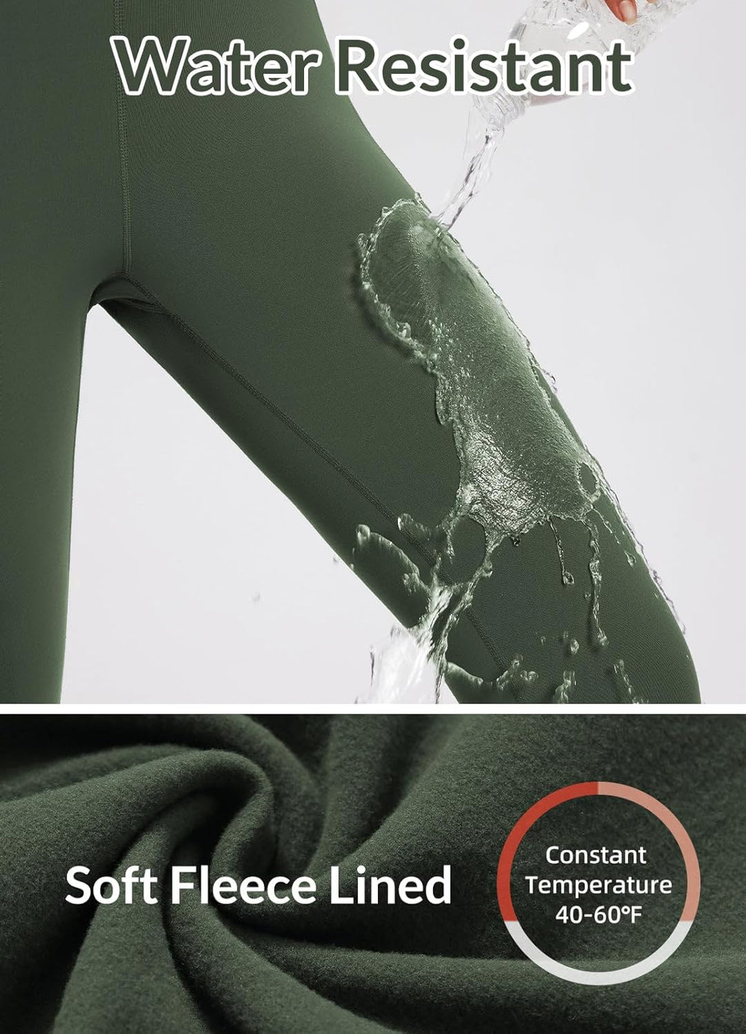baleaf Damen Fleece gefütterte Leggings Wasserabweisend Hohe Taille Wanderleggings Thermo Leggings F