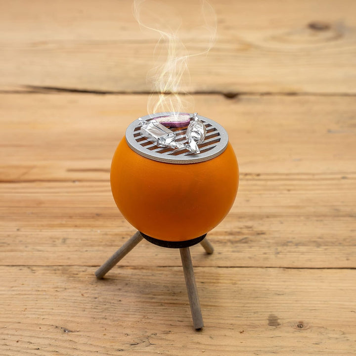 Seiffener Volkskunst | Räucherofen Grillofen | Räucherfigur 10 cm | Grill + Räucherkerzen Ruhe | Räu