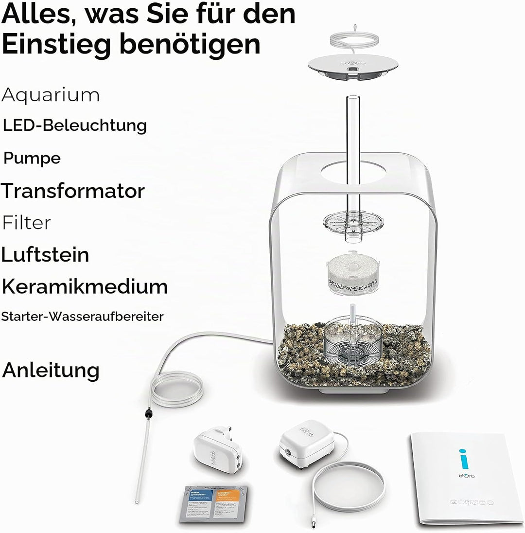 biOrb 72047 LIFE 15 LED transparent - dekoratives 15 Liter Aquarium Komplett-Set mit Filtersystem, L