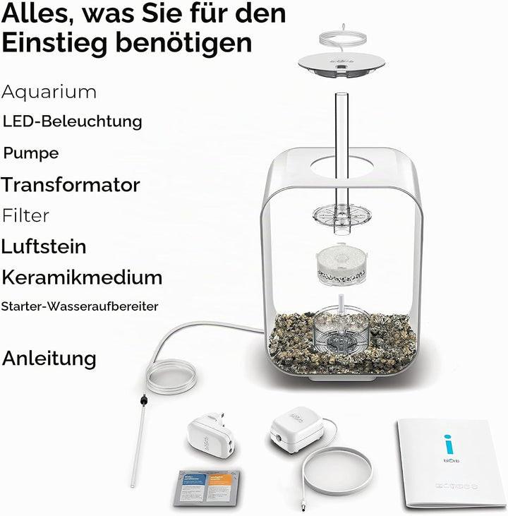 biOrb 72047 LIFE 15 LED transparent - dekoratives 15 Liter Aquarium Komplett-Set mit Filtersystem, L