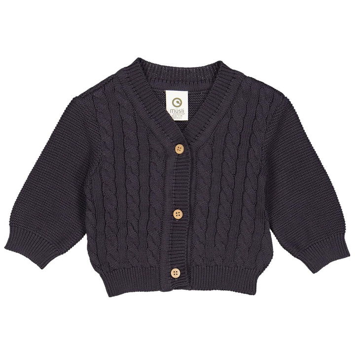 müsli Baby-Jungen Knit Cable Cardigan Sweater 74 Mystery Blue, 74 Mystery Blue