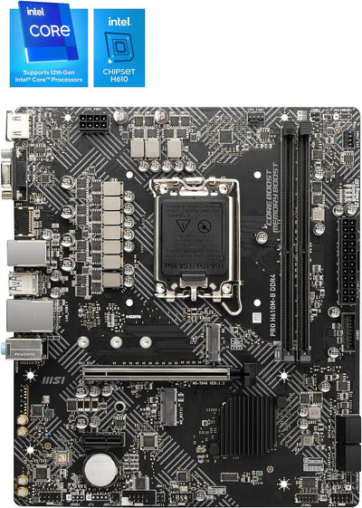 MSI PRO H610M-B DDR4 Mainboard, Micro-ATX - unterstützt Intel Core Prozessoren 12. Generation, LGA 1