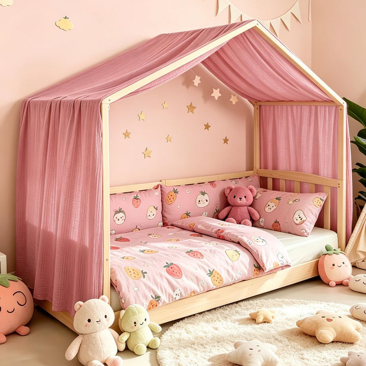 Baldachin aus 100% Baumwolle für Kinderzimmer Betthimmel für Hausbett & Kinderbett Himmelbett Vorhän
