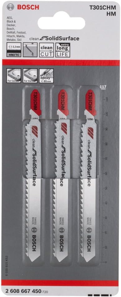Bosch Professional Stichsägeblatt (3 Stück, für Kunststoffe bis zu 65 mm, Zubehör für Stichsäge), 26
