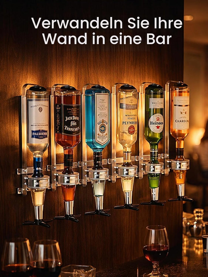 6-Fach Wandmontierter Schnapsspender 30 ml, Aluminiumlegierung Bar Butler Flaschenhalter, Höhenverst