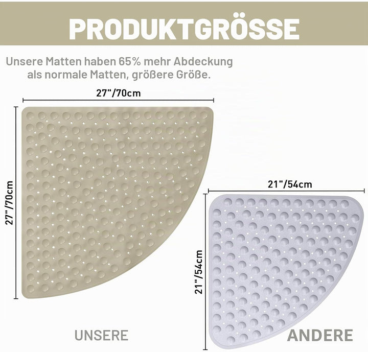 Lurowo Duschmatte rutschfest Eckduschmatte 70 * 70cm, Duscheinlage Dreieckig mit Saugnäpfe für Eckdu