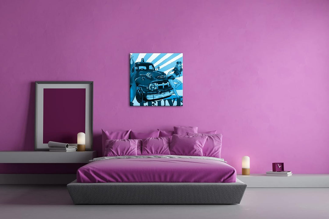 deyoli Feuerwehr Illustration Format: 70x70 Effekt: Zeichnung als Leinwandbild, Motiv auf Echtholzra