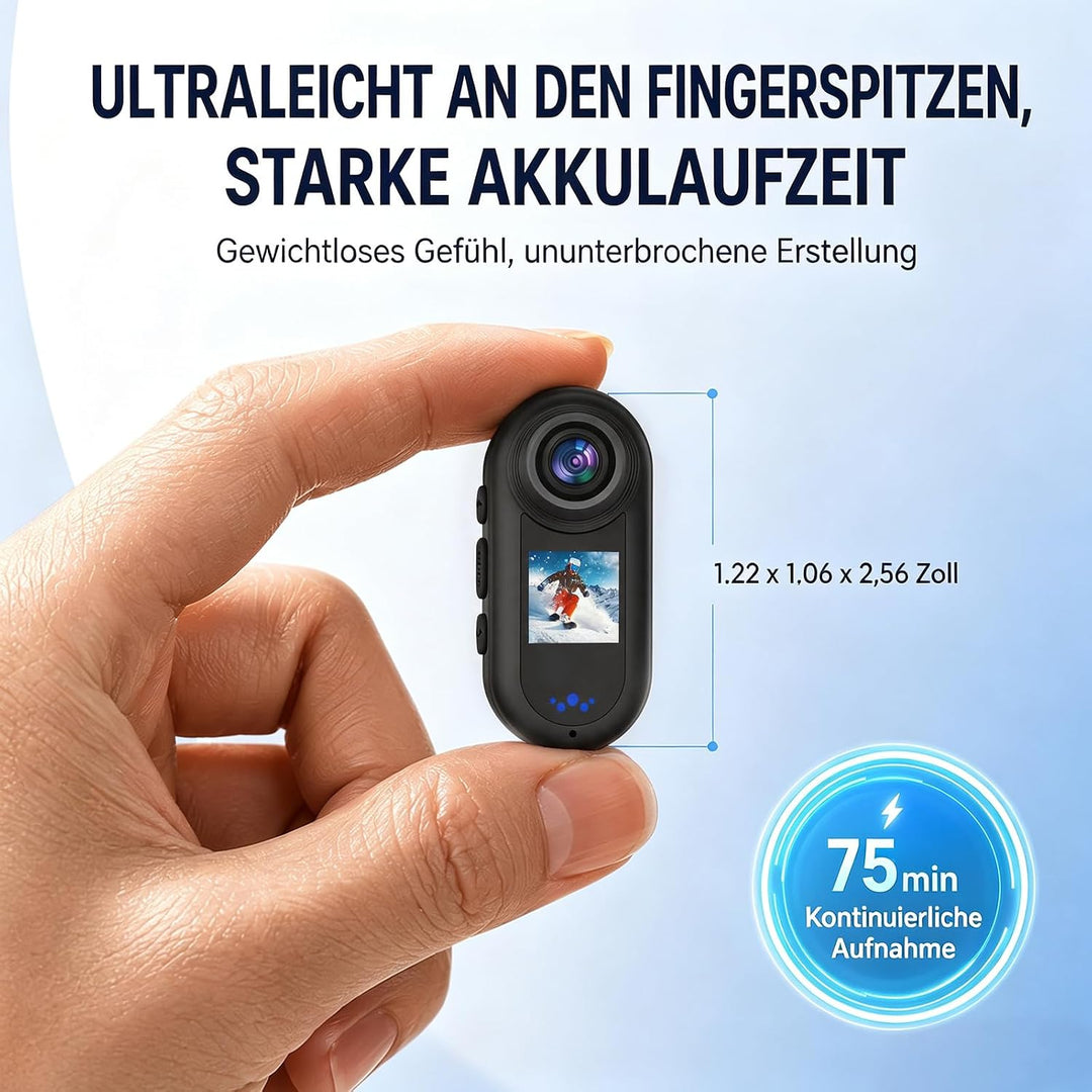 4K Body Cam Daumengrösse Magnetische Tragbare WiFi Wasserdicht POV Kamera | Mit Zubehör, Körperkamer